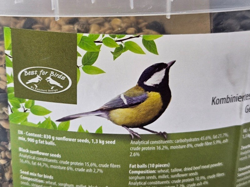 Vogelfutter Mix Eimer 3 kg Vogelfutter Meisenfutter schwarze Sonnenblumenkerne