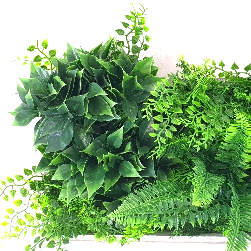 Wandbild Wand Deko Rahmen mit künstlichen Blumen Farn Dekoration