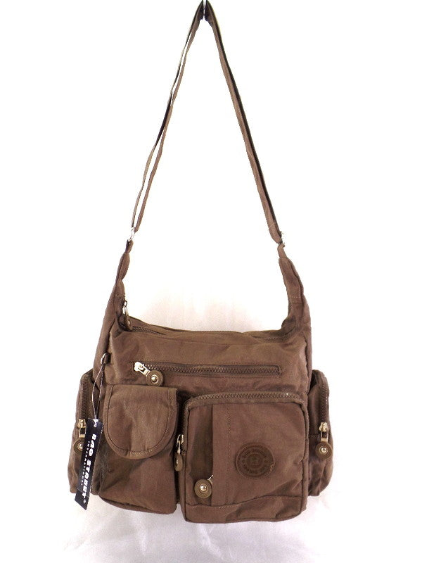 Bag Street Tasche Kaki Umhängetasche Reißverschluss viele Fächer Damentasche