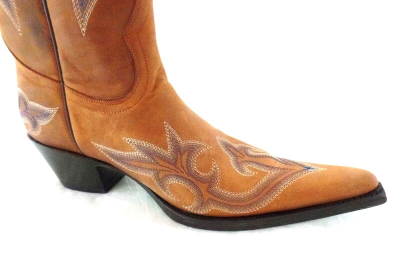 Westernstiefel 39 Hellbraun Lane Cowboystiefel Echt Leder spitz grüne Sohle