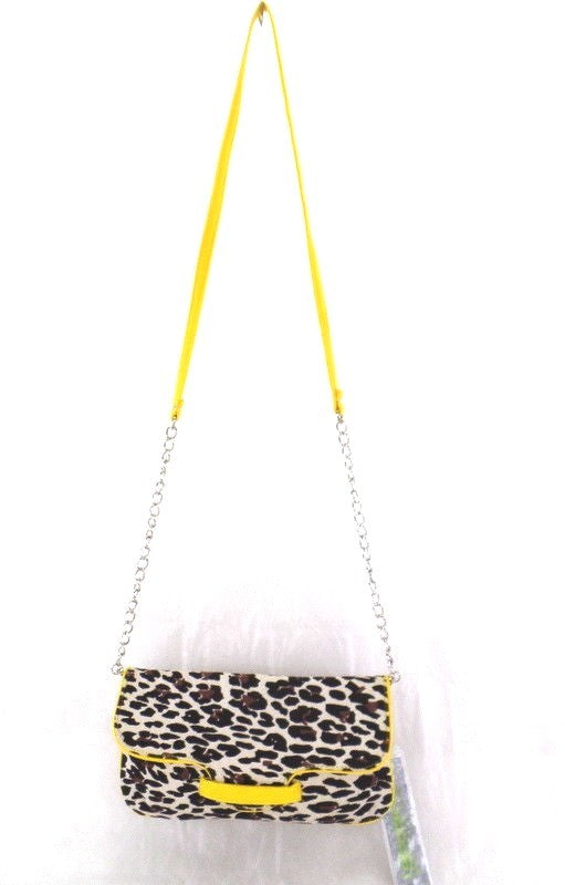 Spooky Girl Umhängetasche Gelb mit Leopardenmuster Schultertasche