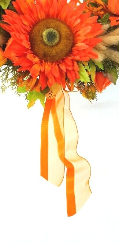 Kranz Tür / Wand Kranz 30 cm künstlich wie echt Sonnenblume Physalis Orange