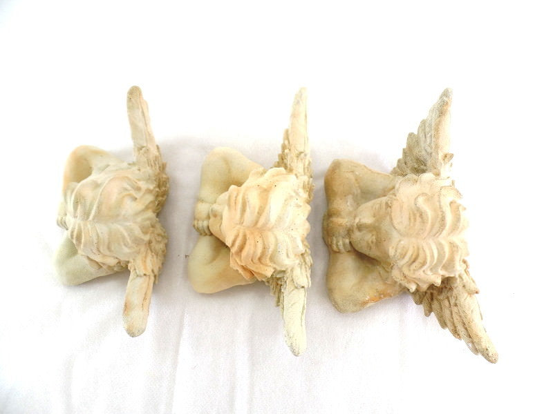 3 Engel Engelfigur Köpfe Terrakotta 13 x 8 x 6 cm Weihnachten Dekoration Naturma