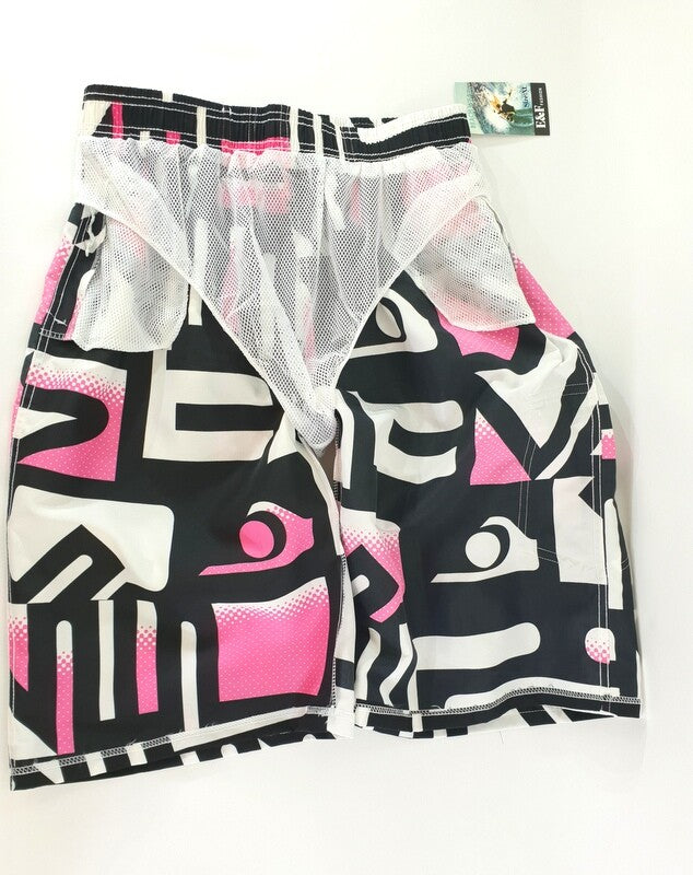Badehose Badeshorts XL Beach Wear E & F Shorts Schwarz Weiß Rosa Short