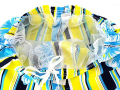 Shorts Badehose Badeshorts XL / XXL Lotus Shorts geblümt gestreift Gelb Blau