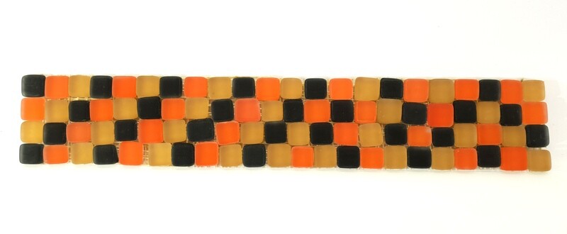 BORDÜRE Glasmosaik Mix Beige Orange Schwarz matt Borde 1 Streifen unregelm