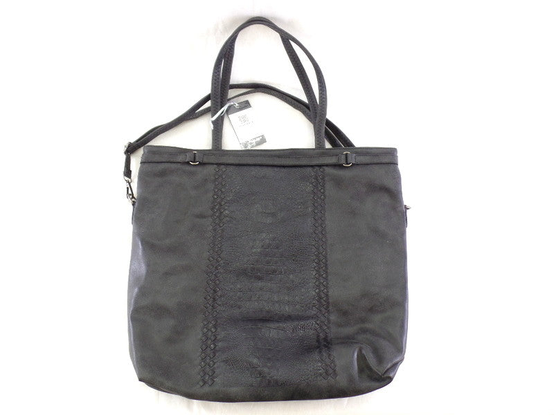 Bella Bella Tasche Schwarz Schulter Beuteltsche Damenhandtasche Kroko XXL