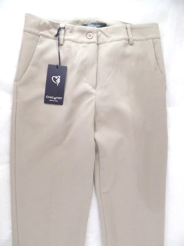Hose Chic & Mit Beige Größe M Bundfaltenhose Buisnesshose Italy