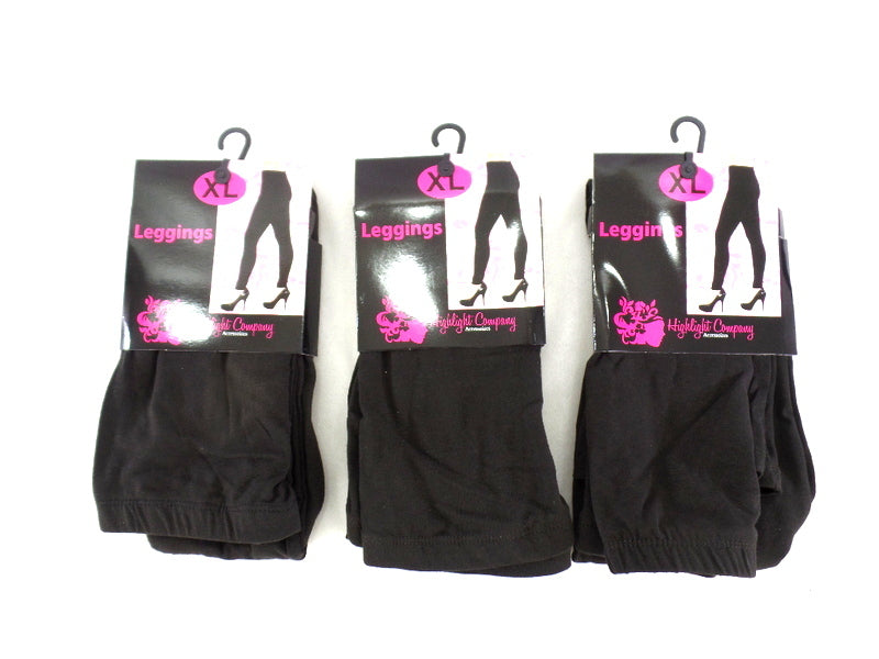 3 Paar Legging Damenleggins Highlight Company Baumwolle Varianten Schwarz