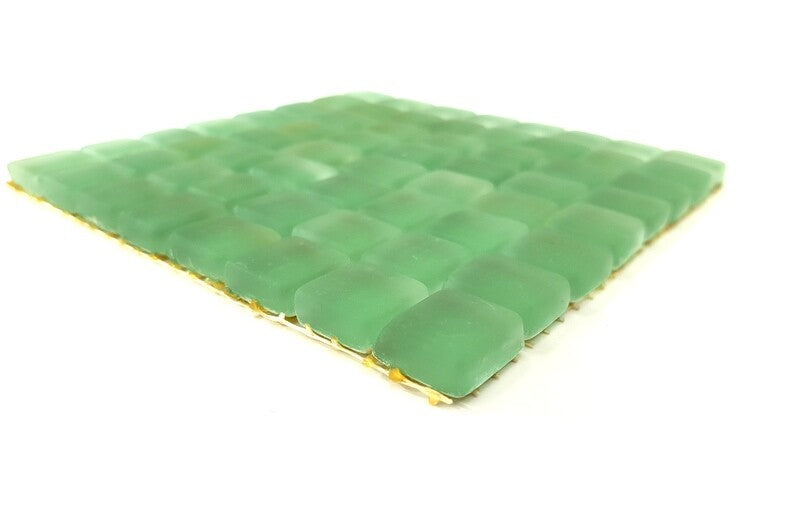 BORDÜRE Glasmosaik hellgrün matt Borde 1 x Quadrat 64 Steine unregelmäßig
