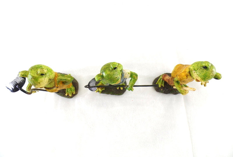Frösche 3 er Set Gartenarbeit Grün Gelb Blau Amsel stehend Dekoration Polyresin