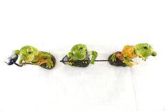 Frösche 3 er Set Gartenarbeit Grün Gelb Blau Amsel stehend Dekoration Polyresin