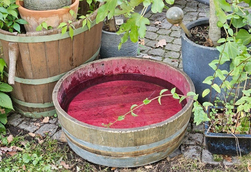 Weinfass Abschnitt Eiche Pflanzkübel Holzfass 1/4 Eichenfass Miniteich ca. 40 L
