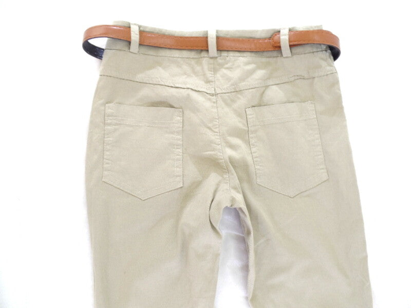 Hose Größe S Beige Stoffhose Shini Mode mit Gürtel