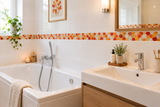 CASA - POADOR BORDÜRE Glasmosaik Roma Polygonal Soft Glas Orange Rot milchig 1 x Quadrat glatt