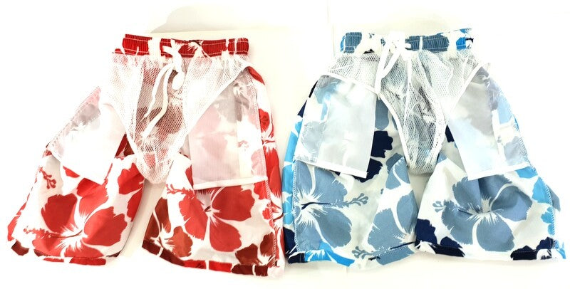 Badehosen Kinder 3 für 2 Badeshorts 128 -140 Hibiskus Shorts geblümt Kinder