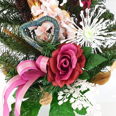 Grabschmuck Trockenblumen Seide Mix Rosa Weiß Natur Naturmaterial Exoten Strauß