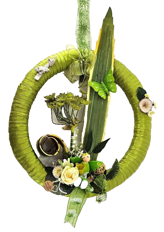 Kranz Türkranz Wand Kranz künstlich trocken Weiß Grün Natur Natur 43 cm