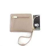 GELDBÖRSE PORTMONAIE Wallet Taupe Etui New Design Querformat Trageschlaufe