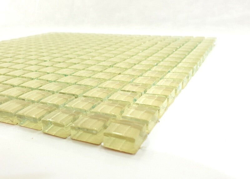 Ressalossa Glasmosaik Fliesen Creme gelblich glänzend 1 Fliesenmatte 324 Steine