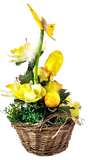 CASA - POADOR GESTECK Korb Osterglocken Küken Kunstblumen Frühling Dekoration