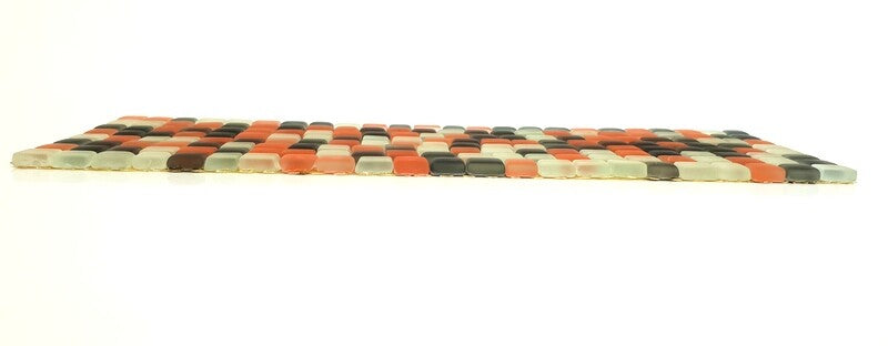 BORDÜRE Glasmosaik Mix Orange Schwarz Weiß milchig matt Borde 1 Streifen unregel