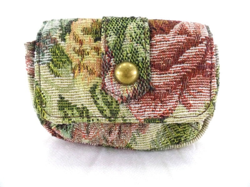 Geldbörse Beige Portmonaie Wallet Etui fortlaufendes Blumenmuster Magnetversch