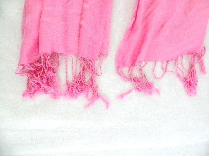 Schal Tuch Stola Fransen Rosa 100 % Viscose XXL Schal 190 Lang 65 Breit