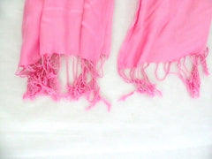 Schal Tuch Stola Fransen Rosa 100 % Viscose XXL Schal 190 Lang 65 Breit