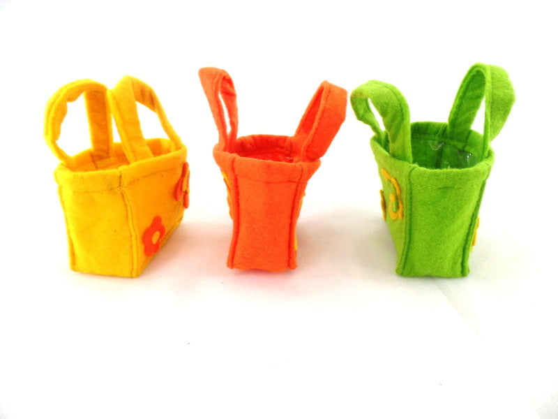 Filztüten Taschen 24 Stück  je 8 Stück in 3 Farben  gelb orange grün Deko