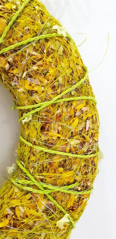 Kranz Tür / Wand Kranz künstlich trocken Grün Gelb Sonnenblumen Lagurus 30 cm