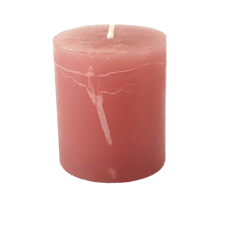 Kerzen 4 Stück Stumpenkerzen durchgefärbt Vin Rouge Rose mit Kerzenteller