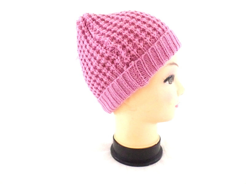 Mützen Strickmützen Umschlag in 4 Farb - Varianten Beige Rosa Rot d. Braun