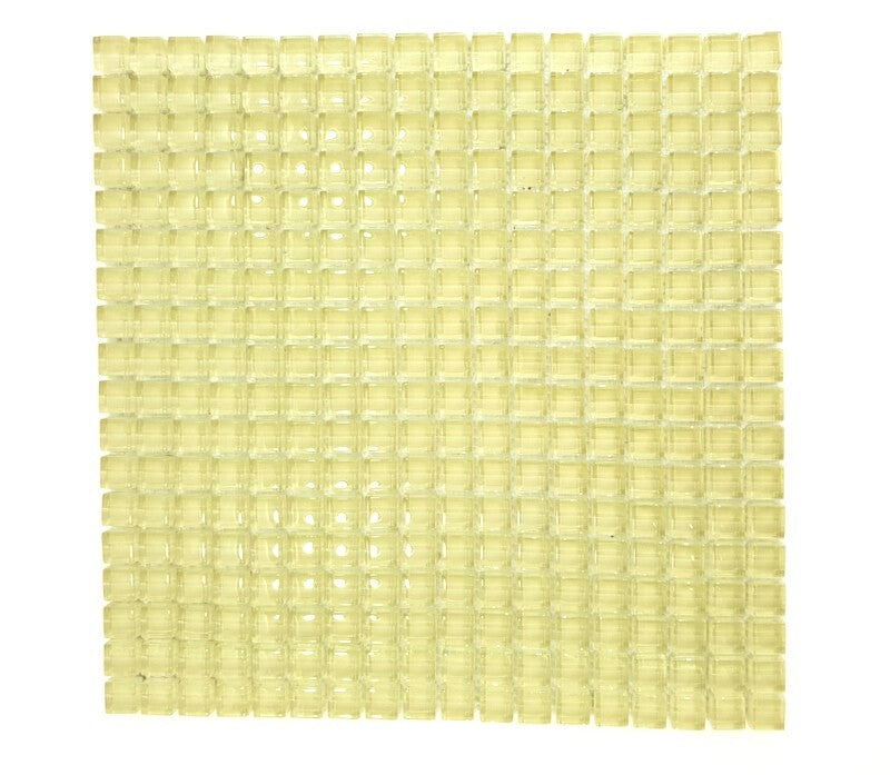 Ressalossa Glasmosaik Fliesen Creme gelblich glänzend 1 Fliesenmatte 324 Steine