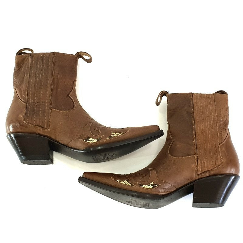 Westernstiefel 38 Braun Short Natural Braun Applikationen Leder spitz Pistolero
