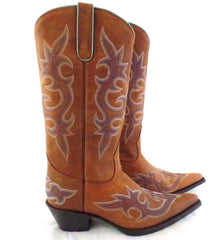 Westernstiefel 39 Hellbraun Lane Cowboystiefel Echt Leder spitz grüne Sohle
