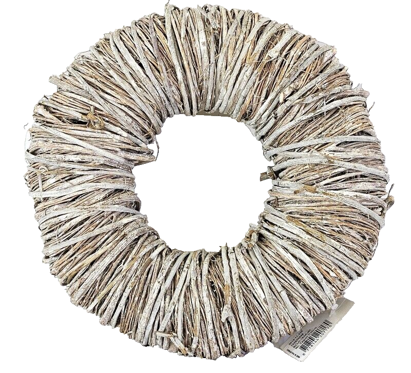 Kranz Türkranz Wand Kranz trocken Weiß gekalkt 30 cm Rebenkranz Natur Dekoration