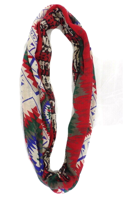 Schal Rundschal bunt Loop Wickelschal fortlaufendes Muster 100% Polyester