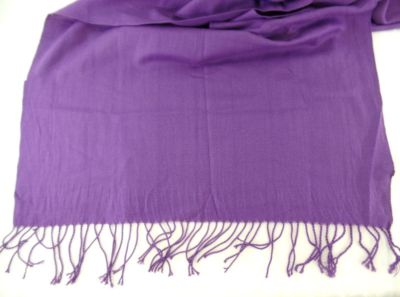Schals Tuch Stola mit Fransen Lila 100 % Acrylic 170 cm Lang 70 Breit