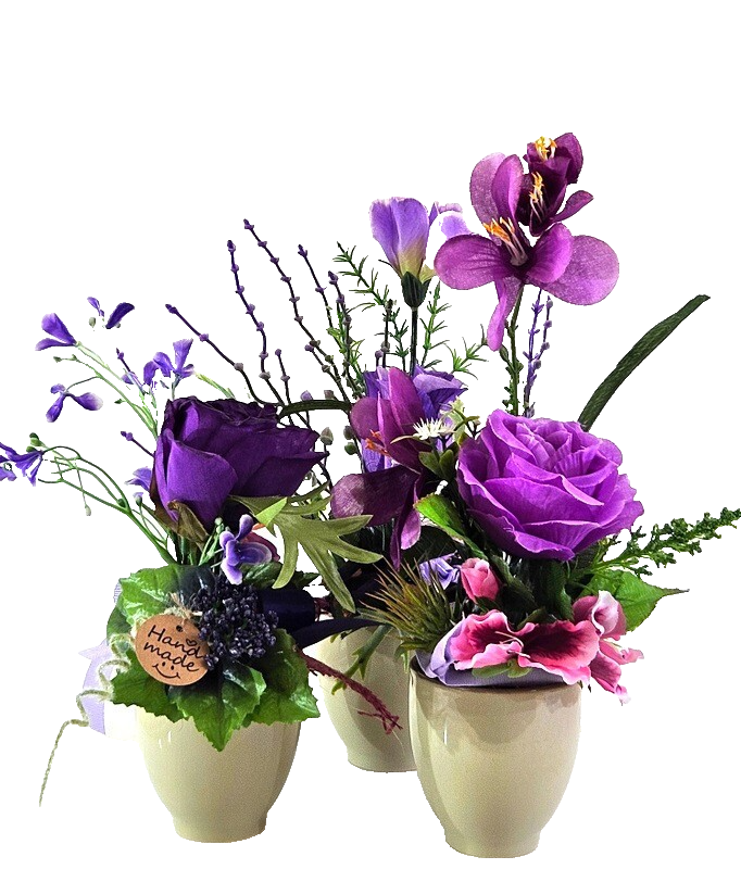 Casa-Poador Künstliches Gesteck Kunstblume Lila in Holzkästchen Blume Geschenk