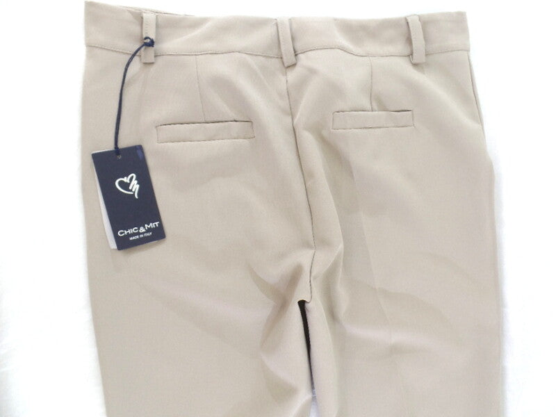 Hose Chic & Mit Beige Größe XL Bundfaltenhose Buisnesshose Italy
