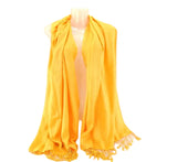 SCHAL TUCH STOLA Fransen Dottergelb 100 % Viscose XXL Schal 190 Lang 65 Breit