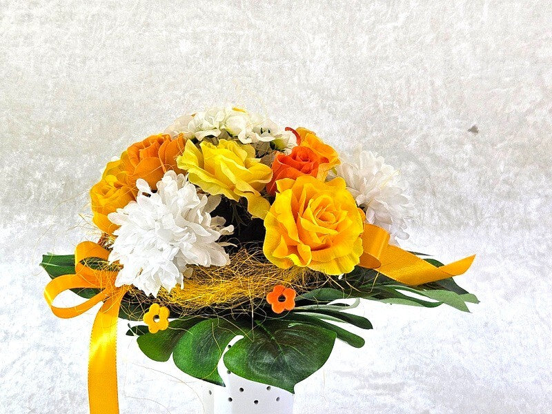 Casa-Poador Strauß Kunstblumen Rosen Grabstrauß Geschenk künstliche Blumen