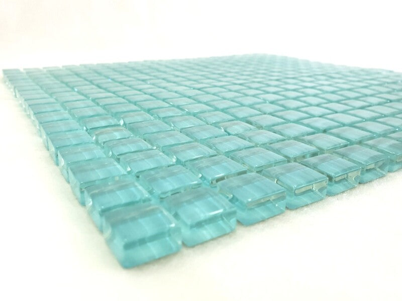 Ressalossa Glasmosaik Fliesen Wasserfallblau glänzend Matte 324 Steine