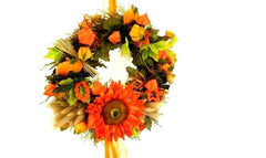 Kranz Tür / Wand Kranz 30 cm künstlich wie echt Sonnenblume Physalis Orange
