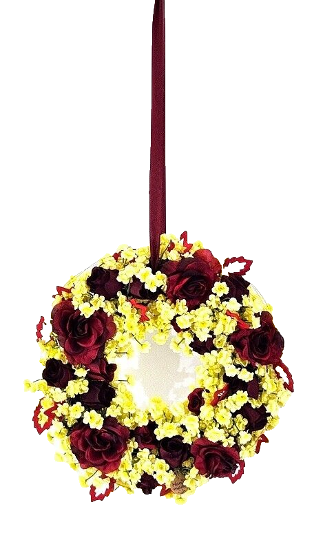 Kranz Tür/ Wand Kranz 40 cm künstlich wie echt rote Rosen Holzblätter Dekoration