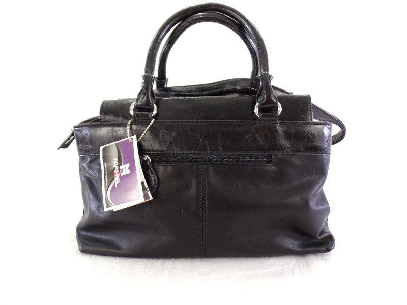 Tasche Mahel Schwarz teils Lackoptik Schultertasche Henkeltasche Damentasche
