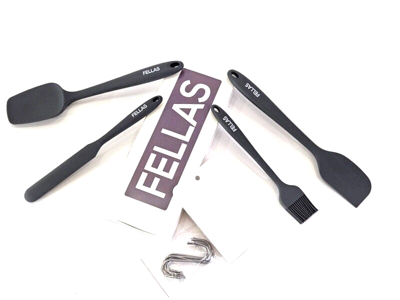 FELLAS – Spatel Set 5-teilig aus Silikon mit Teigschaber und Metallhaken