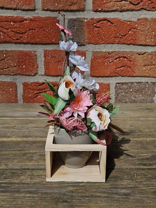 Casa-Poador Künstliches Gesteck  Kunstblume in Holzkästchen Blume  Geschenk Deko