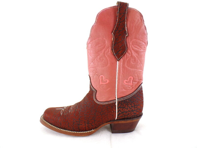 Westernstiefel Cowboyboot 36 rosa mit braun Application Rudel Herzen
